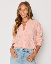 Amber Eyelet Button Down Top