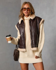 Beckett Oversized Faux Leather Sherpa Vest