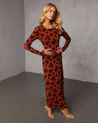 Dry Bloom Burnout Velvet Maxi Dress