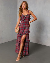 Reygan Ruffle Plaid Maxi Dress