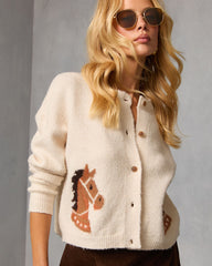 Rustic Rein Horse Motif Cardigan