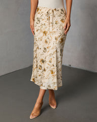 Crushed Maple Printed Midi Skirt