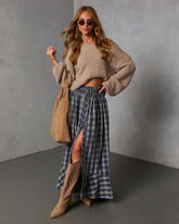 Gesibella Ruffle Hem Plaid Maxi Skirt
