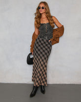 Bronzed Harvest Plaid Maxi Skirt