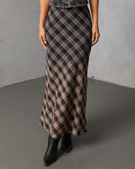 Bronzed Harvest Plaid Maxi Skirt