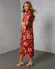 Fall Gardens Floral Satin Midi Dress