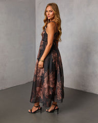 Ember Whisper Printed Fit And Flare Maxi Dress