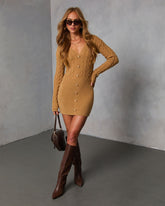 Honeyroot Cable Knit Mini Sweater Dress