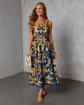 Thistle Loom Printed Fit and Flare Maxi Dress