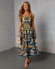 Thistle Loom Printed Fit and Flare Maxi Dress