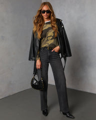 Keleena Camo Print Twofer Top