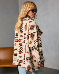 Anaisa Aztec Print Sherpa Moto Jacket