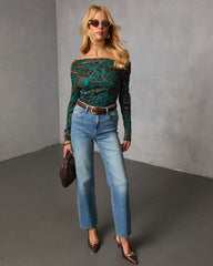 Ashen Lark Flocked Off The Shoulder Top