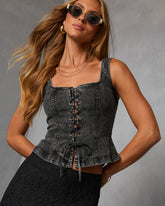 Rielle Lace Up Peplum Top