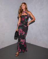 Celestelle Printed Halter Maxi Dress