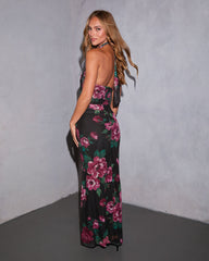 Celestelle Printed Halter Maxi Dress