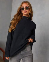 Malia Mock Neck Seamed Sweater