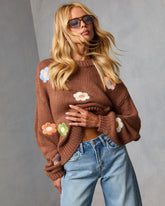 Garden Crest Embroidered Knit Floral Sweater