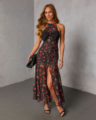 Edeita Bow Halter Maxi Dress