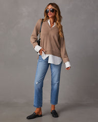 Xira Poplin Contrast Pullover Sweater