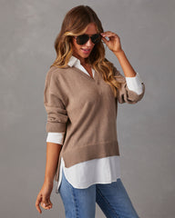 Xira Poplin Contrast Pullover Sweater