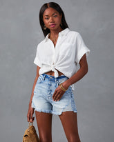 Krissy Cotton Woven Button Down Top