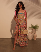 Coastal Luxe Abstract Maxi Dress