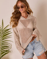 Solaris Hooded Cable Knit Perforated Sweater