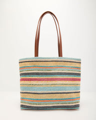 Sunset Somewhere Striped Beach Tote Bag
