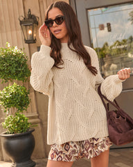 Britlyn Mock Neck Cable Knit Sweater