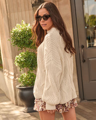 Britlyn Mock Neck Cable Knit Sweater