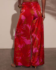 Sunset Sangria Tropical Wide Leg Pants