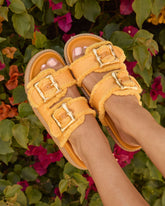 Ceren Fuzzy Trim Buckle Sandals