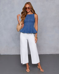 Samiah Denim Peplum Top
