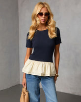 Velden Contrast Peplum Top