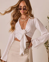 Pamalen Front Tie Rosette Top