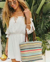 Sunset Somewhere Striped Beach Tote Bag