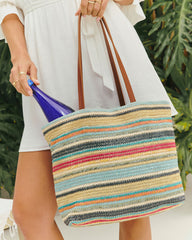 Sunset Somewhere Striped Beach Tote Bag