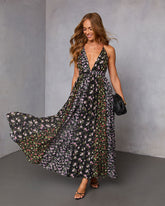 Meliena Contrast Panel Maxi Dress