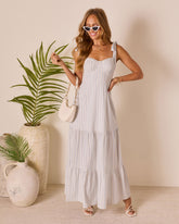 Merena Striped Tiered Maxi Dress