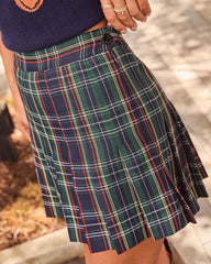 Bracken Pleated Plaid Mini Skirt