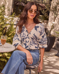 Honeyed Timber Knit Printed Cardigan