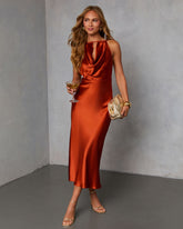 Marves Cowl Satin Maxi Dress