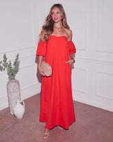 Twilight Tides Off The Shoulder Maxi Dress