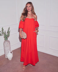 Twilight Tides Off The Shoulder Maxi Dress