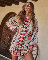 End of Light Abstract Print Mini Sweater Dress