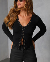 Maybe Baby Lace Up Sweater