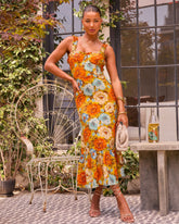 My Fair Lady Floral Ruffle Maxi Dress