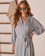 Midsummers Day Waist Tie Midi Shirt Dress
