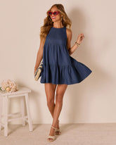 Americana Coast Tiered Denim Mini Dress
